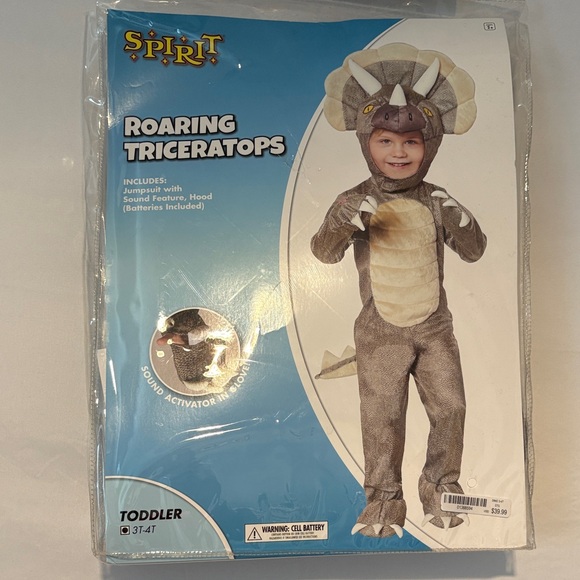 Spirit Halloween Toddler Roaring Triceratops Costume, Size T3-T4 - Picture 1 of 9